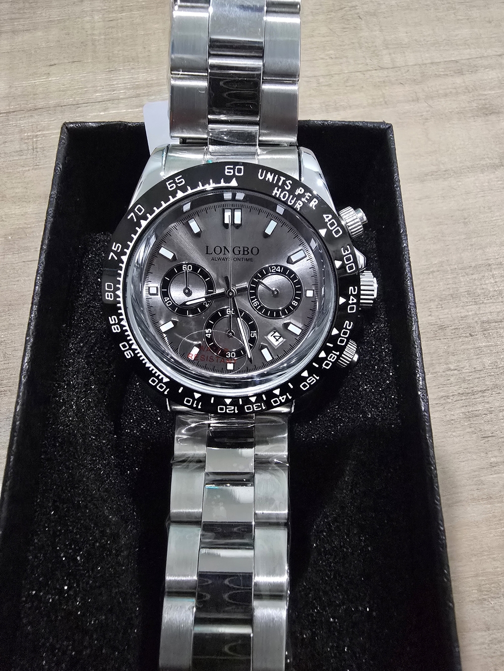 Men's Silver Stainless Steel Chronograph Watch